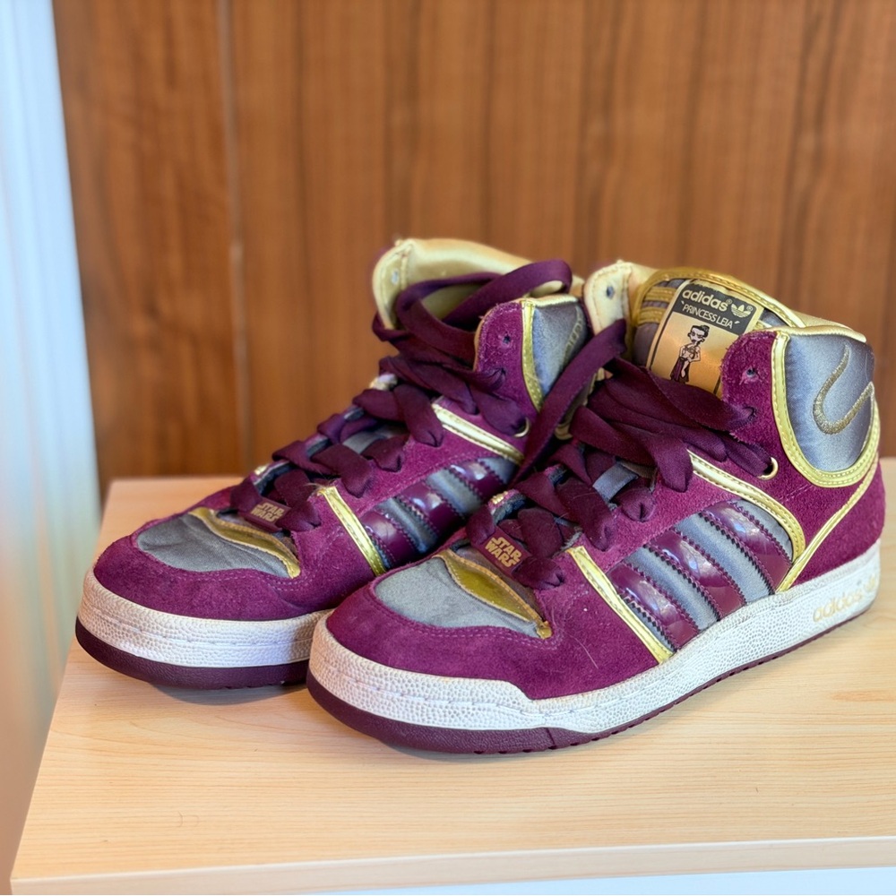 RARE Adidas Limited Edition Princess Leia Purple & Gold High-Top Sneakers